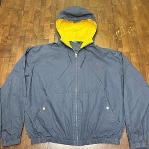 Vintage‎ 2XL Polo Ralph Lauren zip up jacket XXL Navy Waterproof Hooded Read